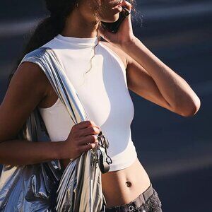 NWT FP Movement Epic Mock Neck White Cami Tank Top
